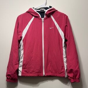 Nike Pink and White Hooded Jacket